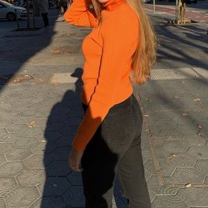 Zara mom fit comfort jeans and Zara basic turtleneck knit sweater